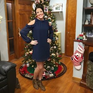 Cold Shoulder Navy Dress